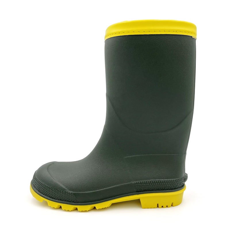 Amoji Boy Rain Boots Kid Rubber Child Easy On Garden Rainboots ArmyGreen Size 4.5-5 Big Kid - Image 2